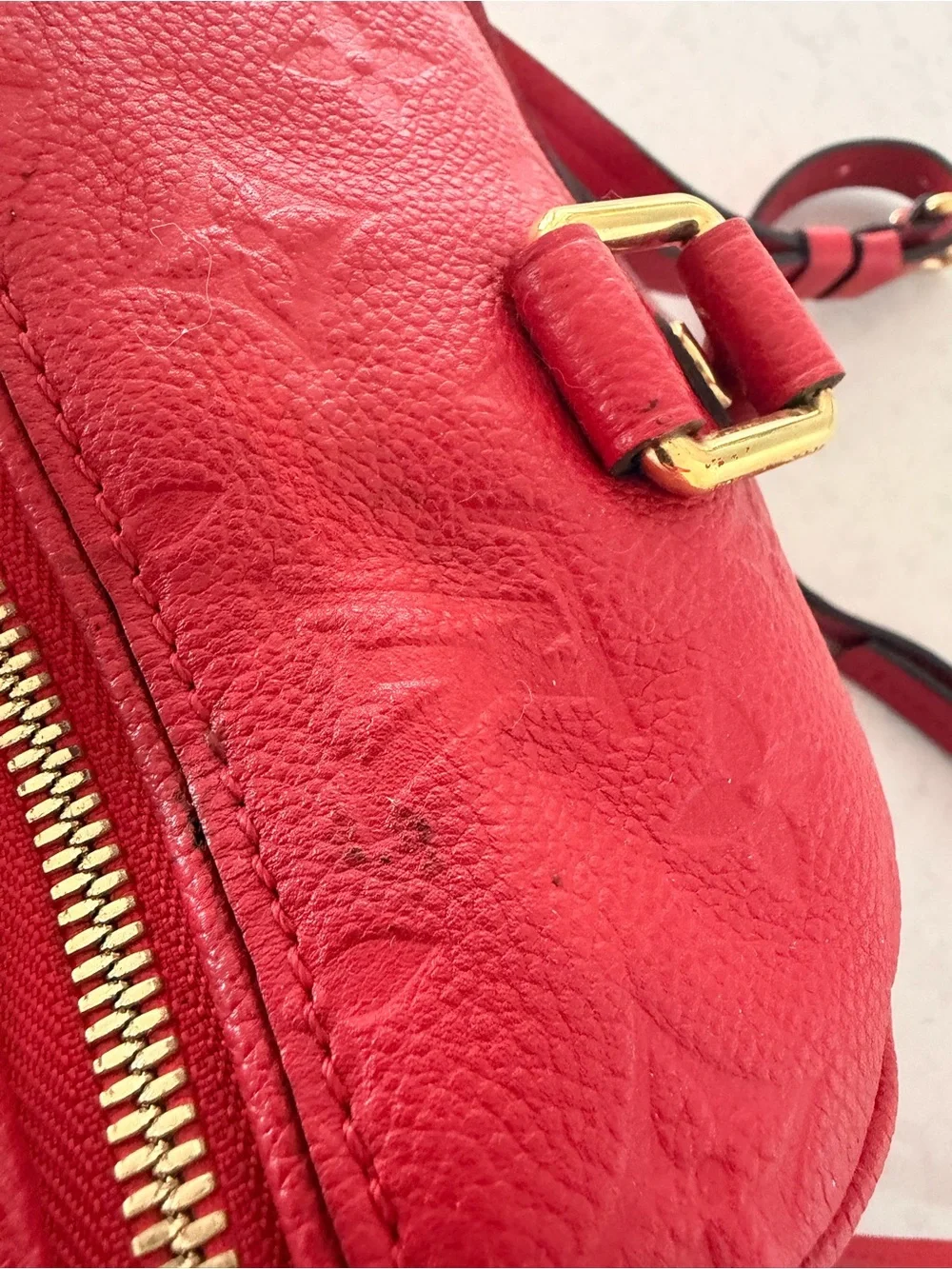 Louis Vuitton Red Empreinte Speedy 25 Bandolier